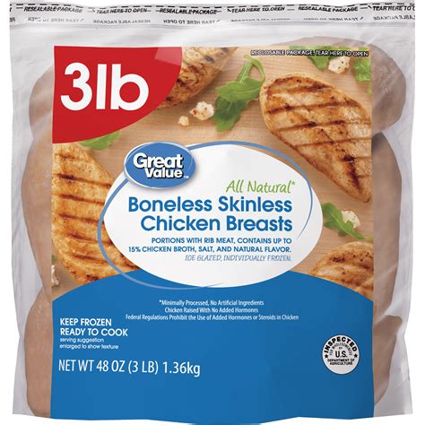 Great Value Boneless Skinless Chicken Breast 3 Lb Frozen Walmart