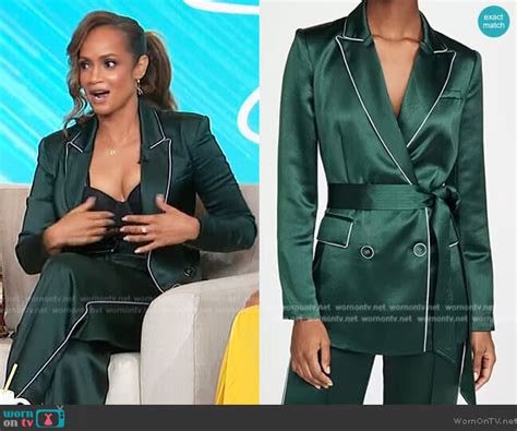 WornOnTV: Tammy Townsend’s green satin piping blazer on Sherri ...