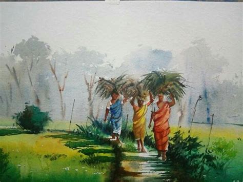 Pin by Đan Tuấn on tranh đồng quê | Watercolor paintings nature, Landscape painting artists ...