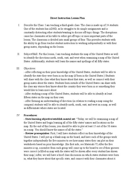 Direct Instruction Lesson Plan | PDF | Lesson Plan | Neuroscience