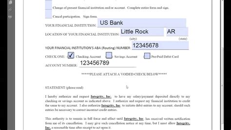Direct Deposit Form Youtube