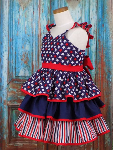 Patriotic Pageant Wear Girls Western Outfit Patriotic Dress Red