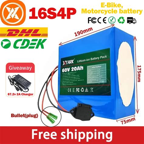 60V 20ah E Bike Battery 60V 67 2 16s4p Lithium Battery Pack For V