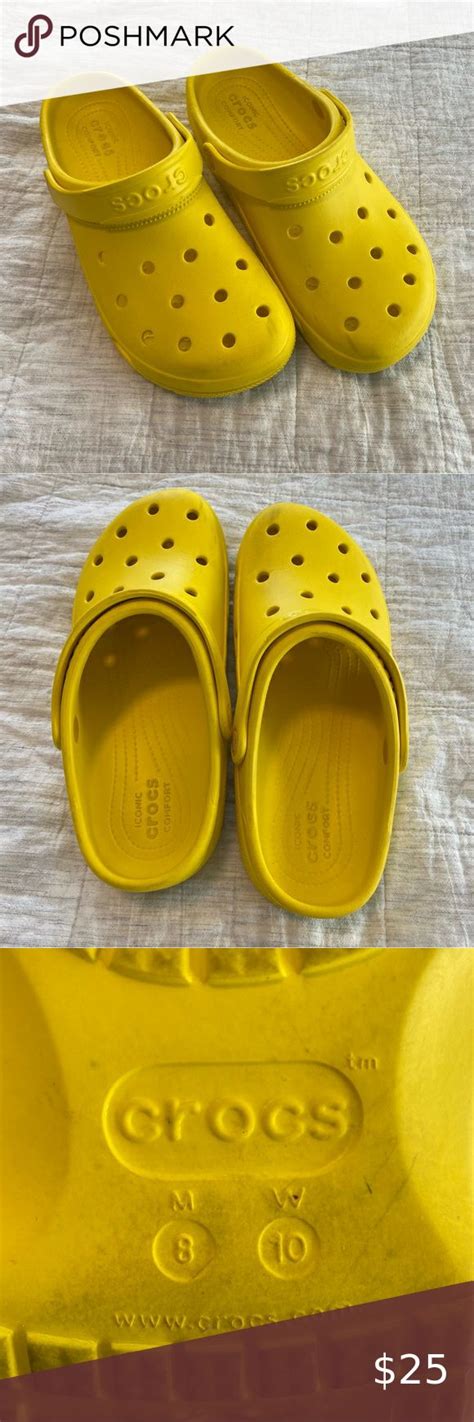 Crocs mens 8 womens 10 yellow | Yellow crocs, Crocs, Crocs size