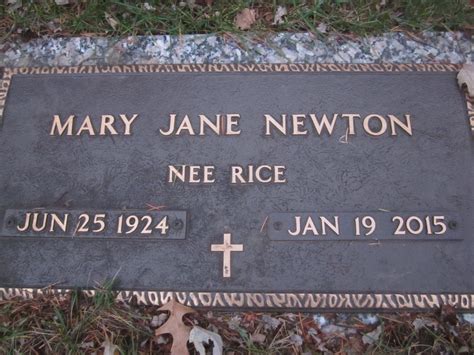 Mary Jane Rice Newton Find A Grave Reminne