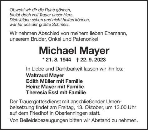 Trauer Michael Mayer Teckbote Trauerportal