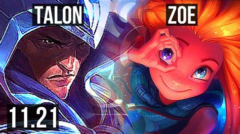 TALON Vs ZOE MID 7 1 2 1 2M Mastery 400 Games Godlike KR