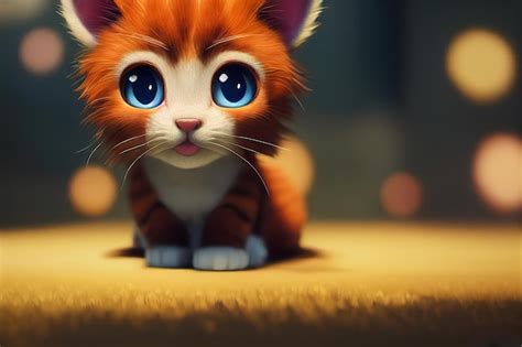 Premium Photo Brown Kitten With Blue Eyes Cute Realistic