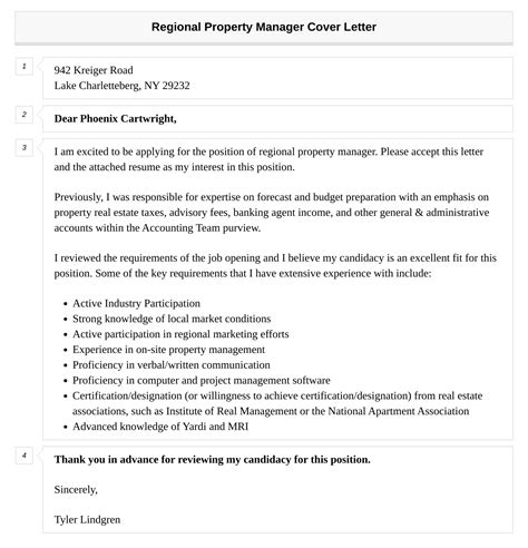 Regional Property Manager Cover Letter Velvet Jobs