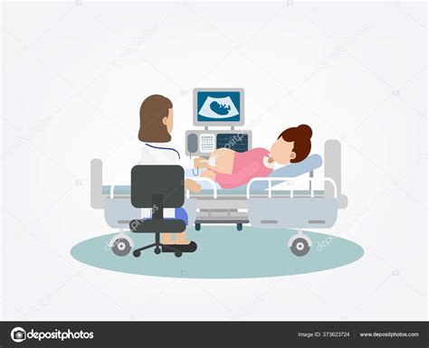 Ultrasound Pregnant Woman Flat Design Vector Illustration Stock Vector