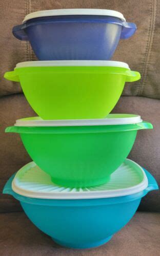 New Vintage Tupperware 4pc Servalier Bowl Set In 11 8 4 3 Cup Sizes