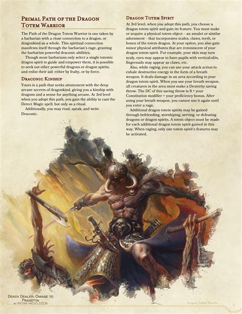 Barbarian Primal Path Of The Dragon Totem Warrior Rdndhomebrew