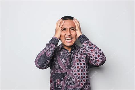 Premium Photo Concerned Indonesian Asian Man Showing Refusal Sign