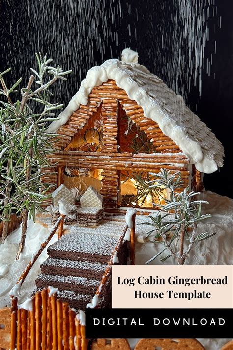 Log Cabin Gingerbread House Template