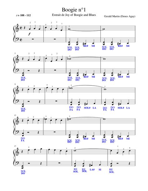 Boogie N°1 Notes Gauche Sheet Music For Piano Solo