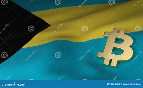 Bitcoin Currency Symbol on Flag of Bahamas Stock Illustration ...