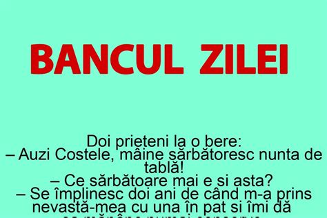 Bancul Zilei Costele Mâine Sărbătoresc Nunta De Tablă