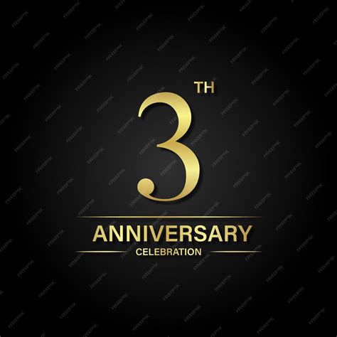 Premium Vector 3th Anniversary Celebration With Gold Color And Black Background