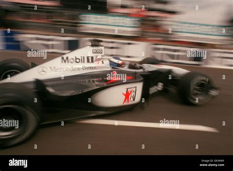 Mika Hakkinen Blasts Out Of Pits Hi Res Stock Photography And Images