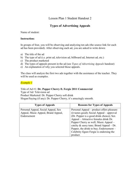 Lesson Plan 1 Student Handout 2