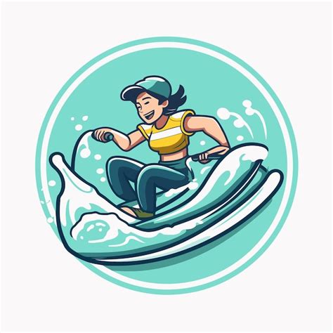 Premium Vector Surfer Man Riding On Surfboard Vector Illustration In