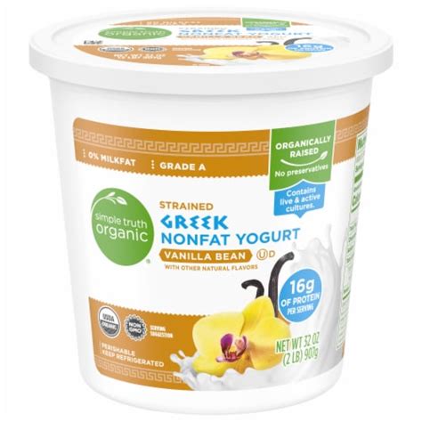 Simple Truth Organic® Vanilla Nonfat Greek Yogurt Tub 32 Oz Kroger