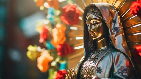 Premium Ai Image Statue Of Saint Mary Of Guadalupe Virgen De