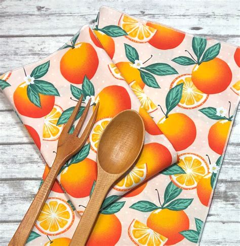 Orange Citrus Cloth Dinner Napkins Set Of Farmers Etsy