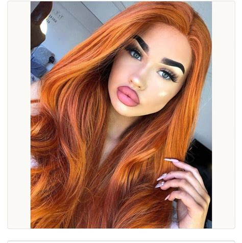 Orange Auburn Wavy Lace Front Wig Etsy