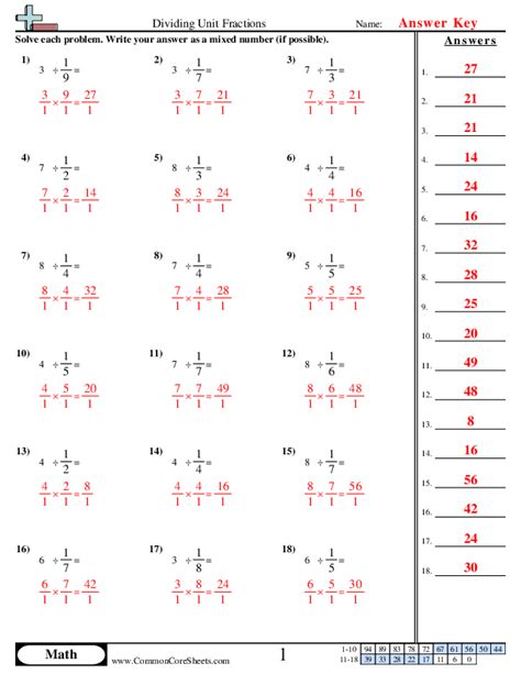 Common Core Math Fractions Worksheet Practice And Mastery