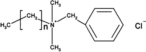 Chemical structure of the cationic surfactant molecule, alkyl ...