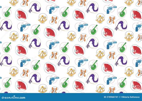 Literary Genres Book Icons Set Outline Style Cartoon Vector