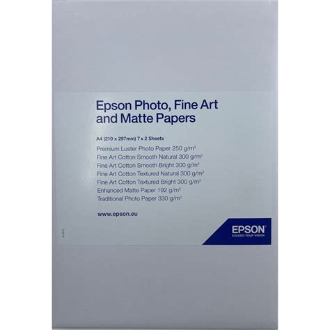 Epson Photo Fine Art Og Matte Papers A4 Sample Pack