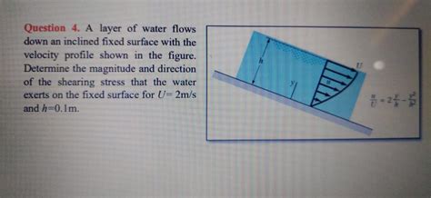 Solved Question 4 A Layer Of Water Flows Down An Inclined Chegg