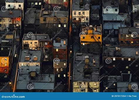 Aerial View Of The City At Night The Concept Of Urbanization Stock