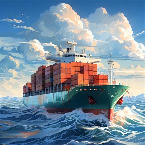 Premium Photo | Vibrant 2D illustration of isometric cargo ship sailing ...