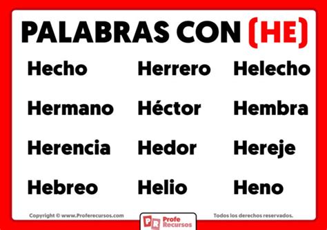 Palabras Con He Ejemplos De Palabras Con He