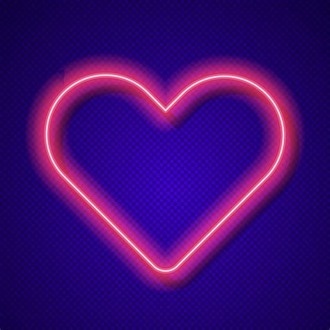 Premium Vector Neon Heart Vector Frame On Transparent Background