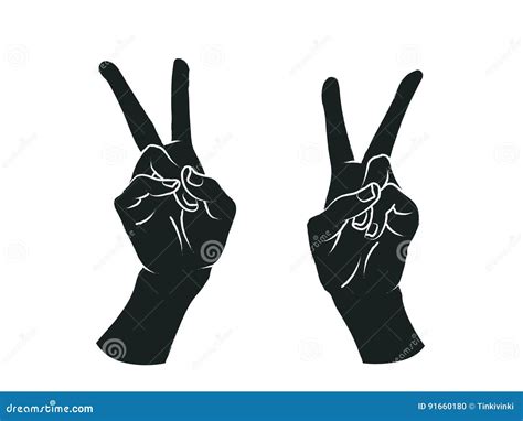 Gesture Female Hands In The Form Of V Letter Victory Vector Stock