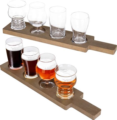 Amazon Mygift Craft Beer Flight Boards With Glasses Piece Beer