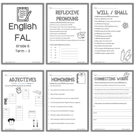 Grade English Fal Term Worksheets Teacha