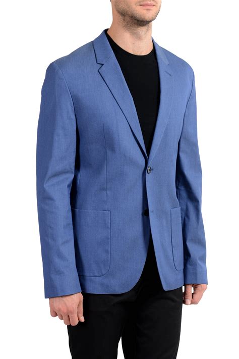 Hugo Boss Areltu Mens Blue Dotted Two Button Blazer Sport Coat