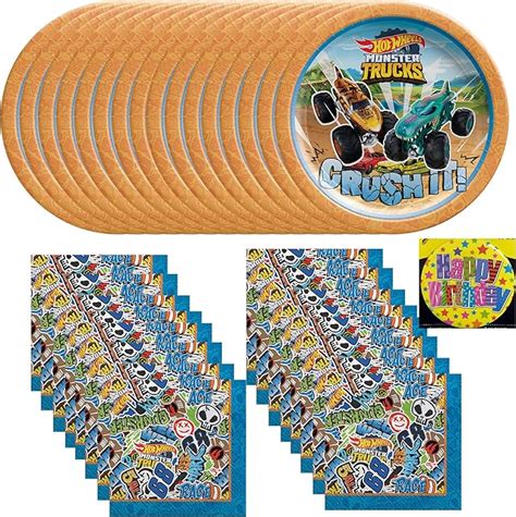 Amazon Amscan Hot Wheels Monster Truck Plates And Beverage Napkins Serves