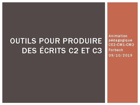 Outils Pour Produire Des Crits C Et