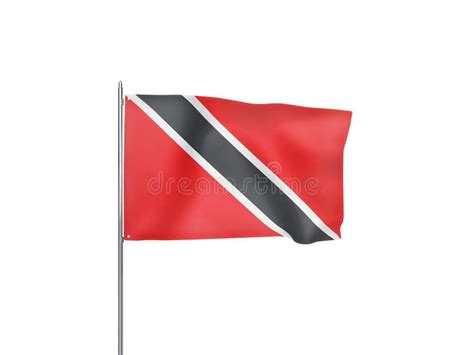 Trinidad And Tobago National Flag Waving Isolated On White Background 3d Illustration Stock