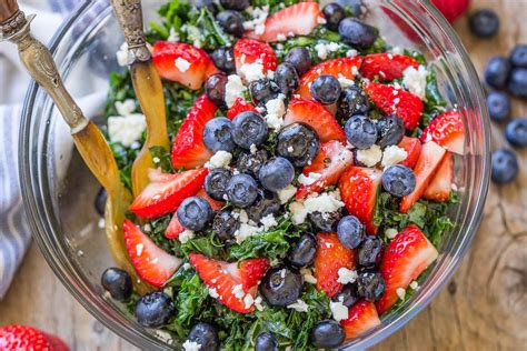 Summer Kale Salad Recipe with Blueberries, Strawberries and Feta ...