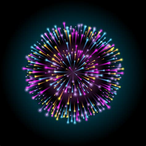 Glowing Multicolored Firework On Dark Background Night Bright