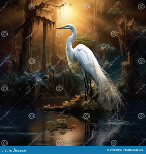 Ai Generated Illustration Wildlife Concept Of Great Egret Florida Stock