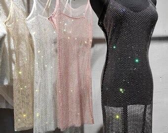 Rhinestone Fishnet Lingerie Dress Stripper Outfit Exotic Dance Etsy
