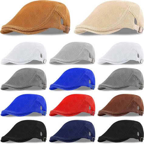 Marsui 14 Pcs Newsboy Cap For Men Mesh Flat Caps Summer Breathable Mesh